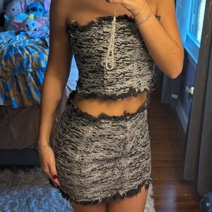 PrettyLittleThing Black and Gray Skirt Set